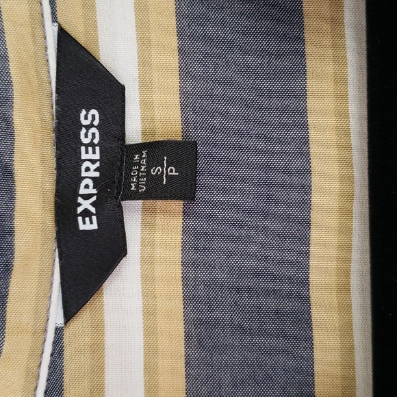 Express blue, white, gold stripped button up shirt - Picture 2 of 3
